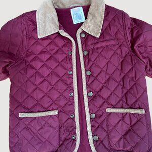 GYMBOREE MAROON QUILTED COAT TAN CORDUROY COLLAR SIZE 4T-5T